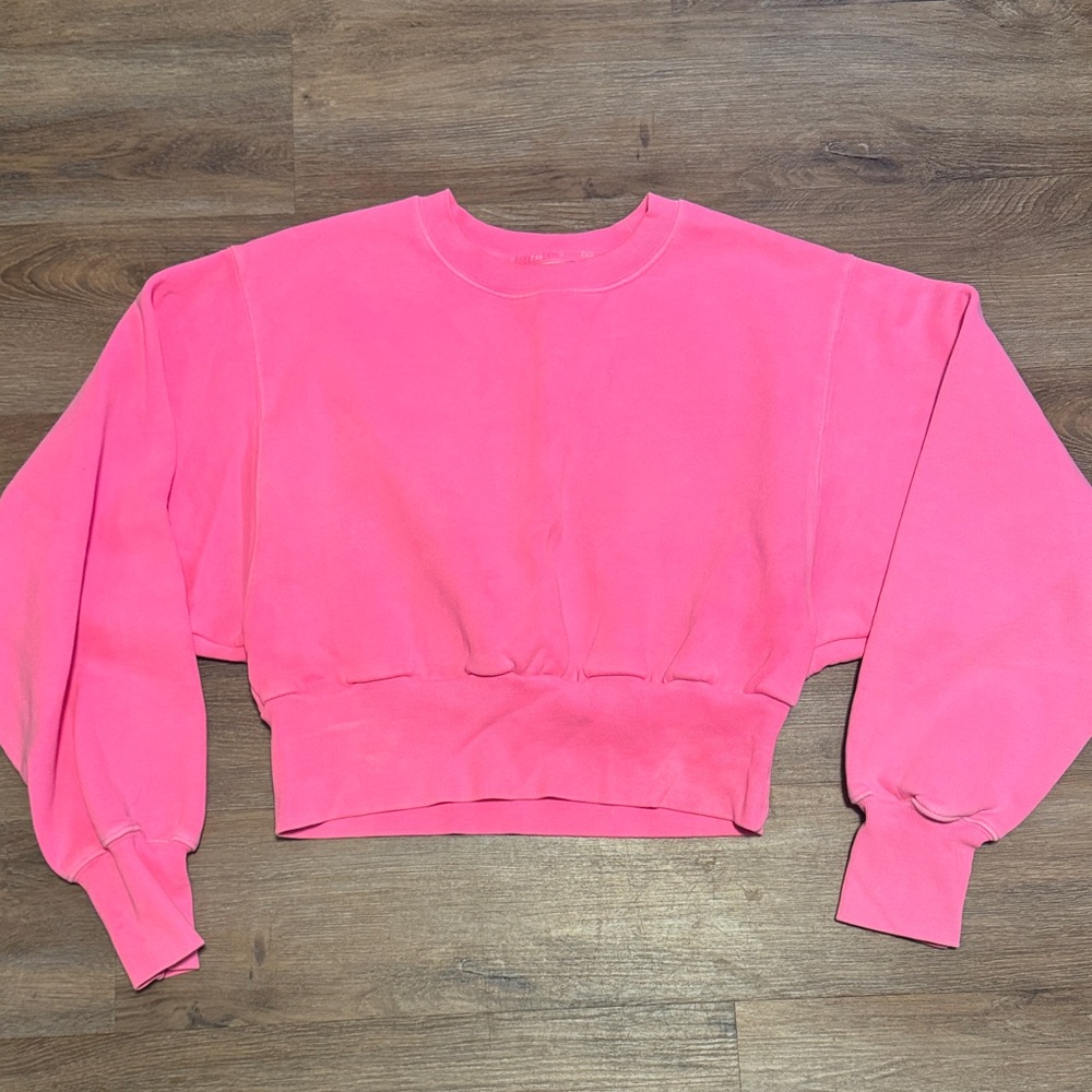 TNA Women's Cropped Crewneck Sweatshirt - HOT PINK